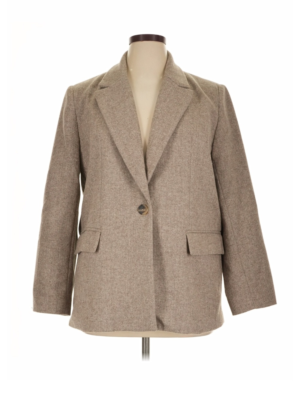 NWOT! Zara Taupe Single-Button Oversized Blazer